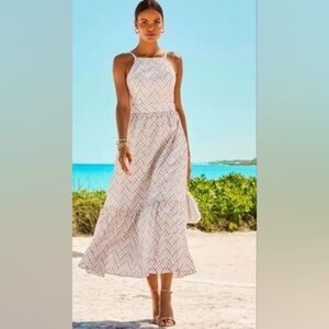 NWT Lilly Pulitzer Size 6 Charlese Eyelet Halter Maxi Dress